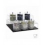 Clear acrylic sprinkle holder with revolving with black base with bins