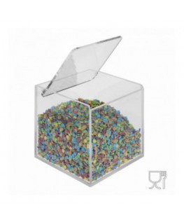 E-529 PSA - Porta granelle o caramelle capacità base quadrata con coperchio - CM(LxPxH): 10x10x10