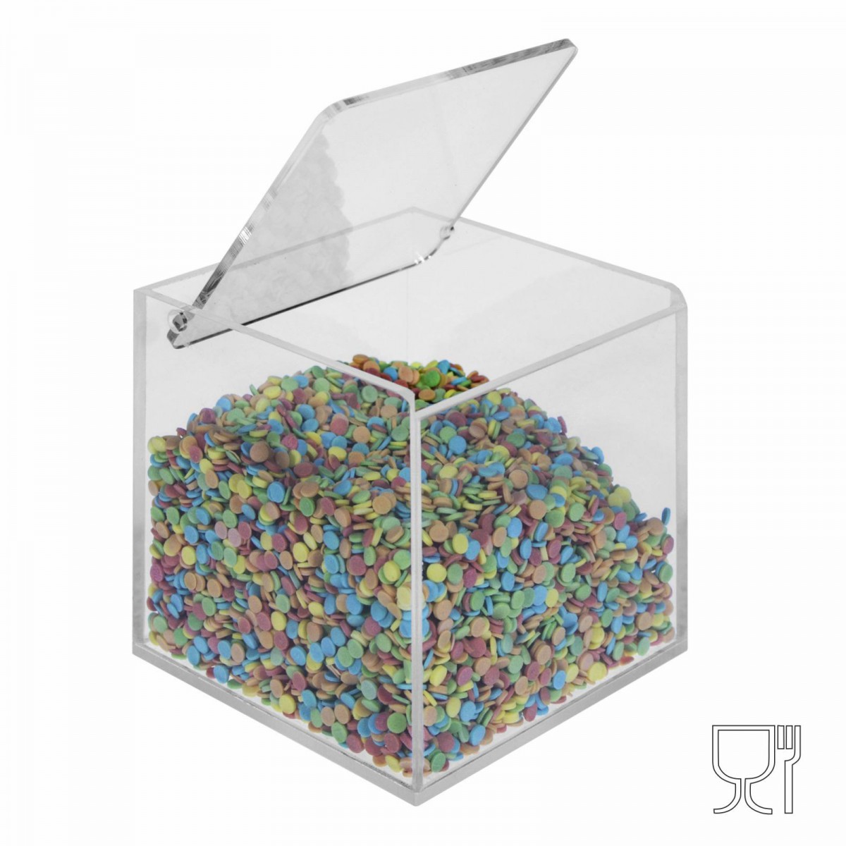 E-529 PSA - Porta granelle o caramelle capacità base quadrata con coperchio - CM(LxPxH): 10x10x10