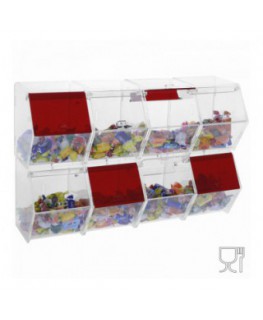 E-574 EPG - Portacaramelle e granelle a cassetti 8 scomparti con sportelli - CM(LxPxH): 57x15x34