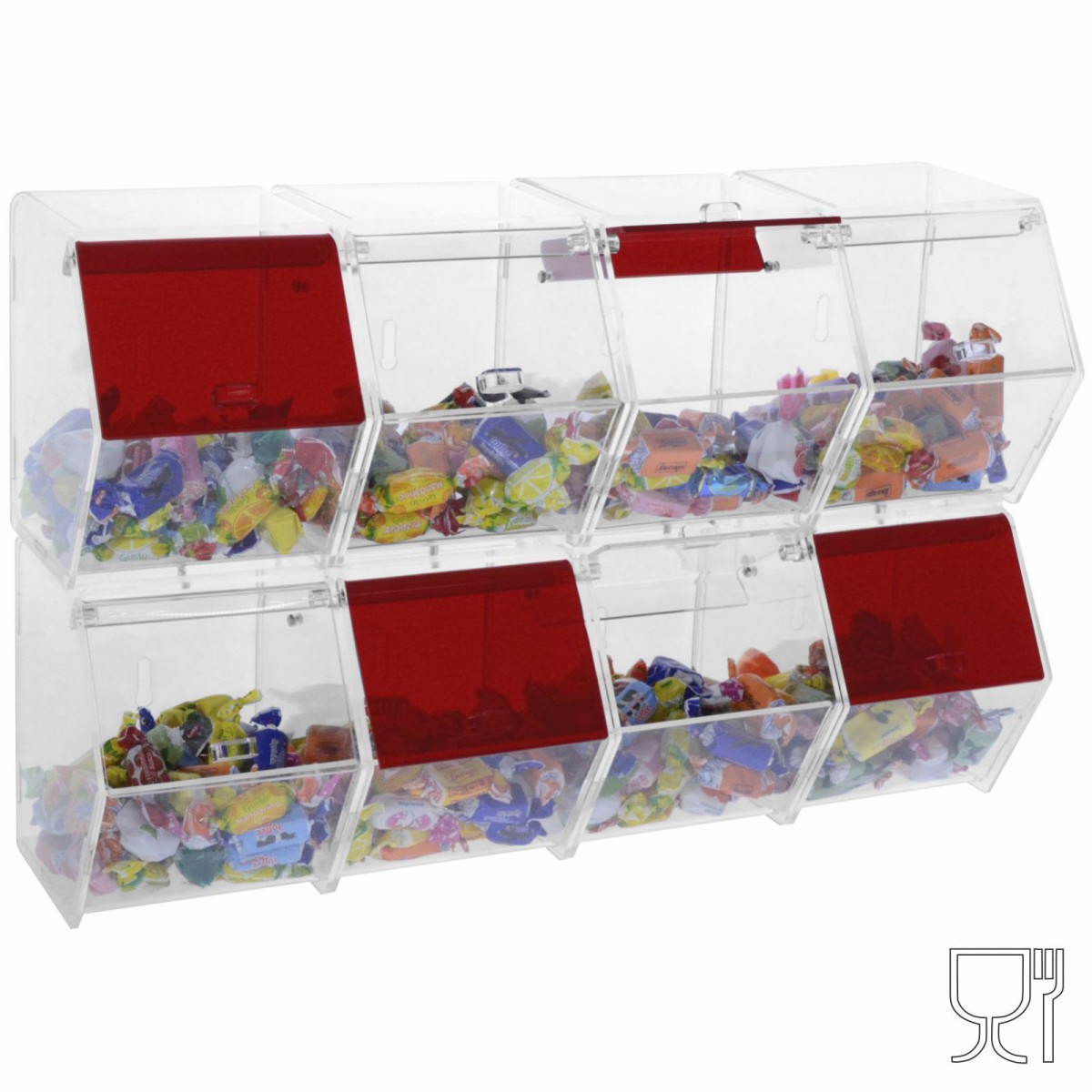 Portacaramelle  e granelle a cassetti 8 scomparti con sportelli - CM(LxPxH): 57x15x34