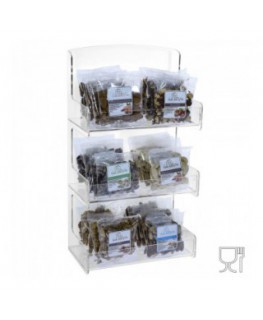 E-575 EPM - Espositore da banco o da parete capacità 3 ripiani per frutta secca in buste - CM(LxPxH): 22.5x14.5x44