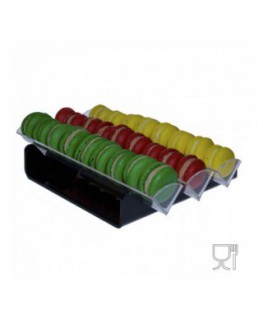 E-581 - Porta macaron in plexiglass nero e trasparente con Ripiano Orizzontale