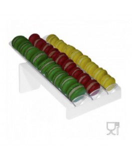 E-584 - Porta macaron in plexiglass bianco e trasparente con Ripiano Inclinato