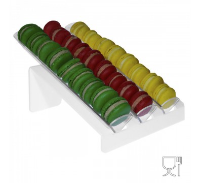 E-584 - Porta macaron in plexiglass bianco e trasparente con Ripiano Inclinato