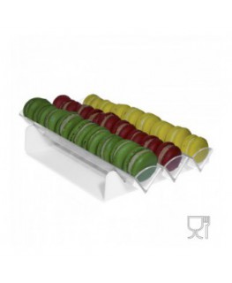 E-585 - Porta macaron in plexiglass bianco e trasparente con Ripiano Orizzontale