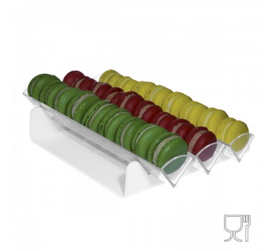 E-585 - Porta macaron in plexiglass bianco e trasparente con Ripiano Orizzontale