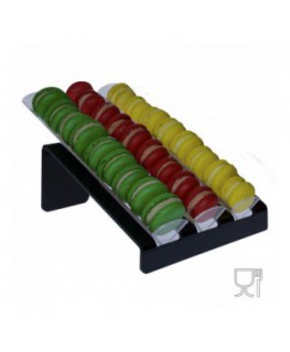 E-586 - Porta macaron in plexiglass nero e trasparente con Ripiano Inclinato