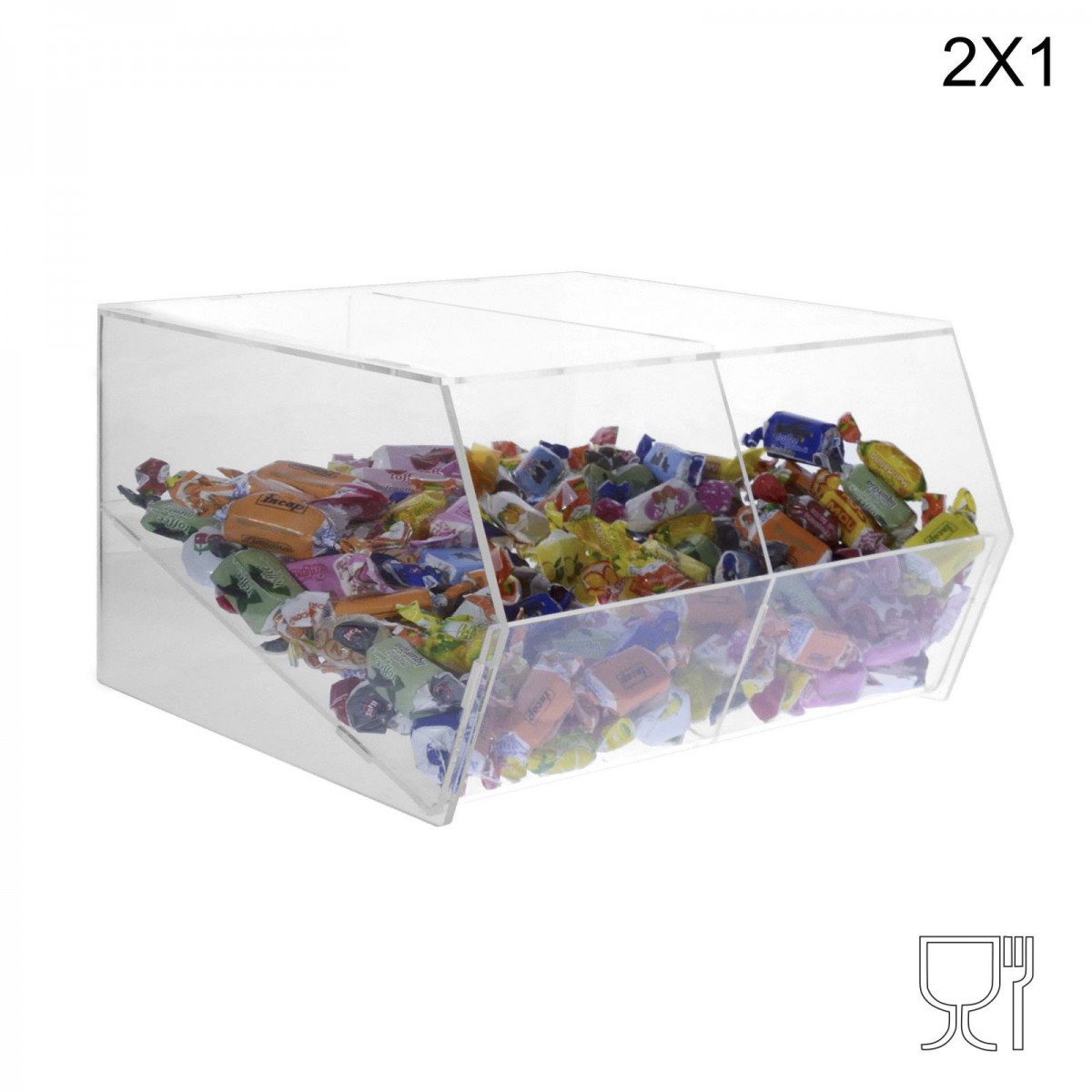 Porta caramelle  in plexiglass trasparente SENZA sportello con Ripiano Inclinato