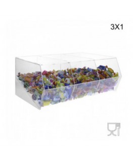 E-222 Ter - Porta caramelle in plexiglass trasparente SENZA sportello con Ripiano Inclinato
