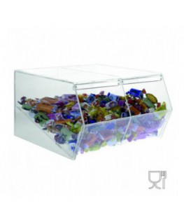 E-494 bis - Porta caramelle in plexiglass trasparente CON sportello e Ripiano Inclinato