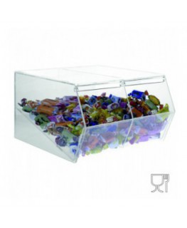 E-494 bis - Porta caramelle in plexiglass trasparente CON sportello e Ripiano Inclinato