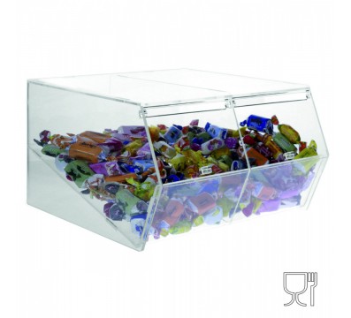 E-494 bis - Porta caramelle in plexiglass trasparente CON sportello e Ripiano Inclinato