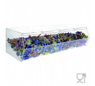 E-495 - Porta caramelle in plexiglass trasparente CON sportello e Ripiano Inclinato