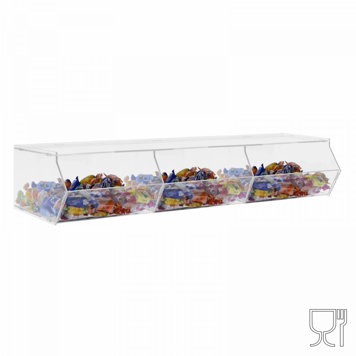 E-509 Ter - Porta caramelle in plexiglass trasparente SENZA sportello con Ripiano Orizzontale
