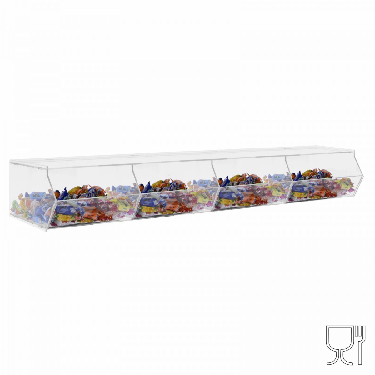 E-509 Quater - Porta caramelle in plexiglass trasparente SENZA sportello con Ripiano Orizzontale