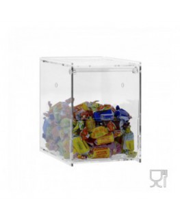 E-649 - Porta caramelle da banco o da parete in plexiglass trasparente CON sportello da affiancare l'uno con l'altro