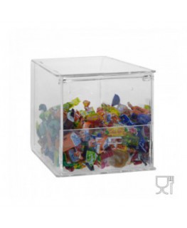 E-650 - Porta caramelle da banco o da parete in plexiglass trasparente CON sportello - Sovrapponibili