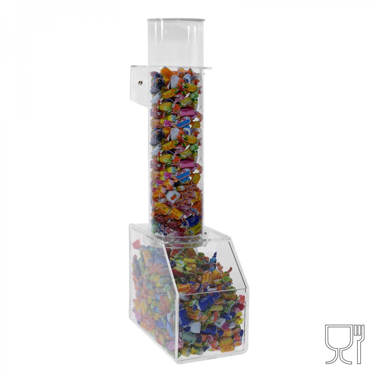 E-658 - Porta caramelle da banco in plexiglass trasparente CON sportello