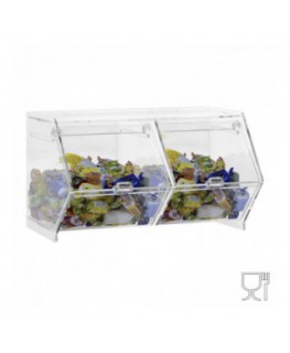 E-660 - Porta caramelle da banco o da parete in plexiglass trasparente CON sportello a scomparsa