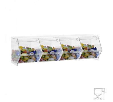 E-662 - Porta caramelle da banco o da parete in plexiglass trasparente CON sportello a scomparsa