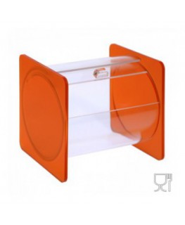 E-664 - Portacaramelle sezione circolare in plexiglass trasparente con laterali in satinato Arancione