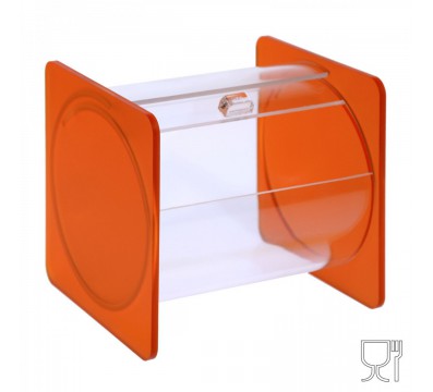 E-664 - Portacaramelle sezione circolare in plexiglass trasparente con laterali in satinato Arancione