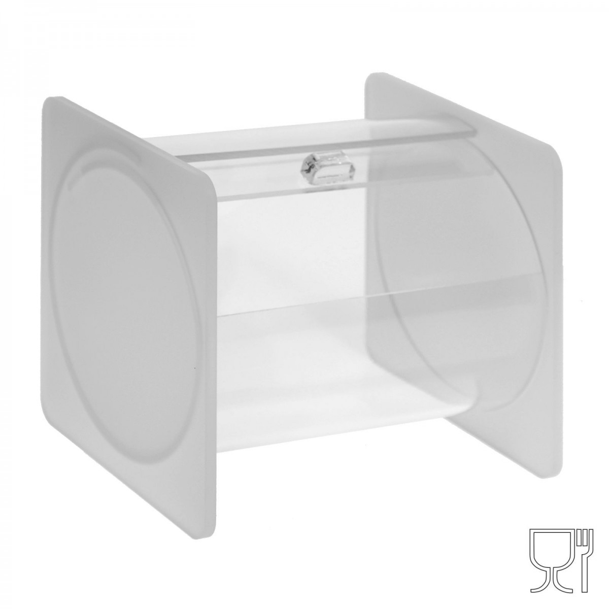 E-665 - Portacaramelle sezione circolare in plexiglass trasparente con laterali satinato