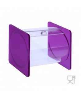 E-666 - Portacaramelle sezione circolare in plexiglass trasparente con laterali in satinato FUCSIA