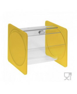 E-667 - Portacaramelle sezione circolare in plexiglass trasparente con laterali in satinato GIALLO