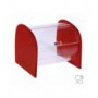 Porte-bonbons à section circulaire en plexiglas transparent avec côtés satinés ROUGES