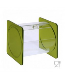E-669 - Portacaramelle sezione circolare in plexiglass trasparente con laterali in satinato VERDE