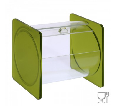 E-669 - Portacaramelle sezione circolare in plexiglass trasparente con laterali in satinato VERDE
