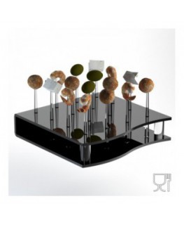 E-677 FFO - Espositore multiuso in plexiglass nero per finger food