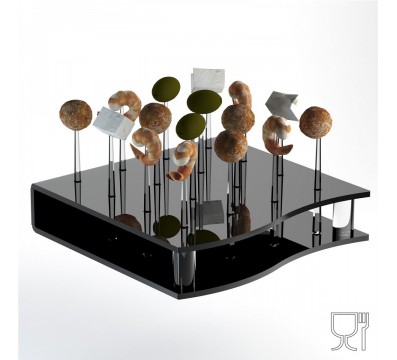 E-677 FFO - Espositore multiuso in plexiglass nero per finger food