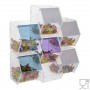 Bonbon- oder Konfekt-Schütte aus Plexiglas transparent und farbig mit 6 Behälter, Klappdeckel und 1 