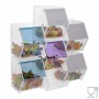 Bonbon- oder Konfekt-Schütte aus Plexiglas transparent und farbig mit 6 Behälter, Klappdeckel und 1 Löffelhalterschale