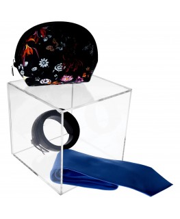 E-335 CUB-X - PERSONALIZZABILE - Cubo - Teca 5 Lati Chiusi e 1 Aperto - Plexiglass Trasparente - Spessore 5 mm