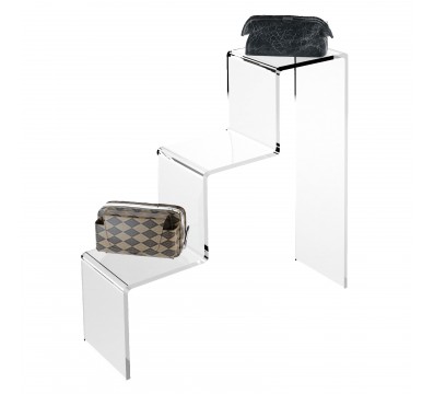 E-179 SCL-X - PERSONALIZZABILE - Scaletta - Alzatina Monofacciale 3 Livelli - Plexiglass Trasparente - Spessore 5 mm