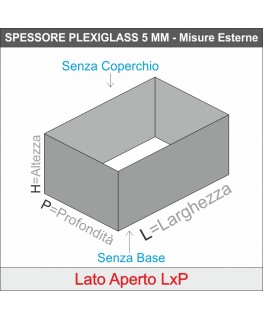 E-333 CUB-X - PERSONALIZZABILE - Cubo 4 Lati Chiusi e 2 Aperti in plexiglass NERO - Spessore 5mm