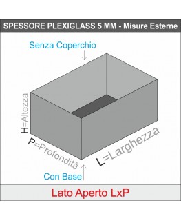 E-334 CUB-X - PERSONALIZZABILE - Cubo 5 Lati Chiusi e 1 Aperto in plexiglass NERO - Spessore 5mm