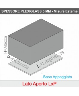 PERSONALIZZABILE - Cubo - Teca In Plexiglass Trasparente - Spessore 5 mm 5  Lati Chiusi e Fondo Appoggiato su Pannello Nero