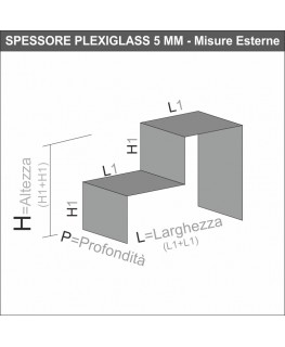E-551 SCL-X - PERSONALIZZABILE - Scaletta - Alzatina Monofacciale 2 Livelli - Plex Bianco - Spessore 5 mm