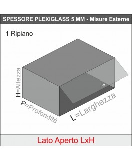 E-007 VB-X - PERSONALIZZABILE - Vetrina da banco in plexiglass trasparente monofacciale - spessore 5 mm
