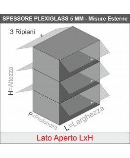 E-061 VB-X - PERSONALIZZABILE - Vetrina da banco in plexiglass trasparente bifacciale - Spessore 5 mm