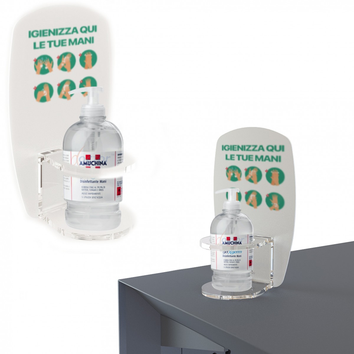 E-714 PSD - Dispenser / Distributore / Colonnina per igienizzante/gel disinfettante da banco o da parete