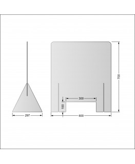 E-685 PAR - Parafiato o pannello separatore in plexiglass trasparente 5 mm - dimensioni: 60xh70 cm