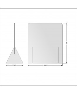 E-688 PAR - Parafiato o pannello separatore in plexiglass trasparente 5 mm - dimensioni: 60xh70 cm