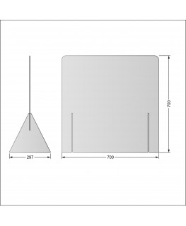 E-689 PAR - Parafiato o pannello separatore in plexiglass trasparente 5 mm - dimensioni: 70xh70 cm