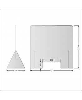 E-692 PAR - Parafiato o pannello separatore in plexiglass trasparente 5 mm - dimensioni: 70xh70 cm